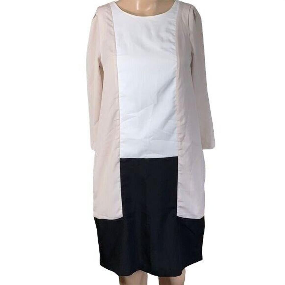H&M Womens Sheath Dress Silky Lightweight Colorblock with Pockets Size 4